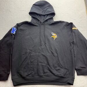 NFL Pro Line Minnesota Vikings Hoodie Mens XL Black Embroidered Pullover Logo